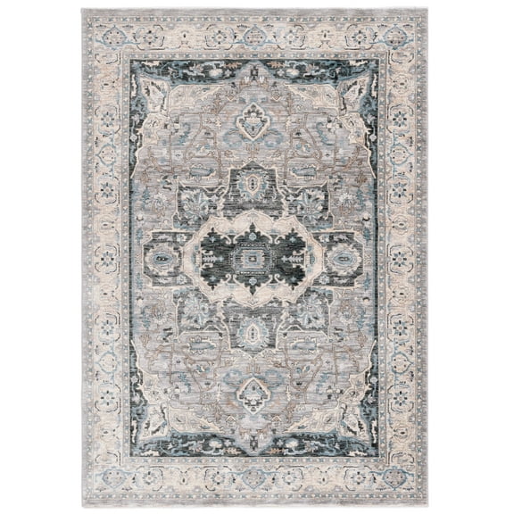 SAFAVIEH Artifact Milburn Medallion Polyester Area Rug, Gray/Ivory, 8' x 10'
