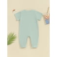 thumbnail image 4 of Bslissey Infant Baby Boys Girls Summer Jumpsuit 3M 6M 12M 18M Solid Color Short Sleeve One Piece Romper Newborn Casual Crew Neck Pocket Bodysuit for Daily, 4 of 8