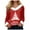 Pink, variant on Gubotare Women's Fashion Slim V-Neck Blouse with Warm Faux Furry Collar Pullover Merry Christmas Plus Size Christmas Sweatshirt (Watermelon Red,3XL)