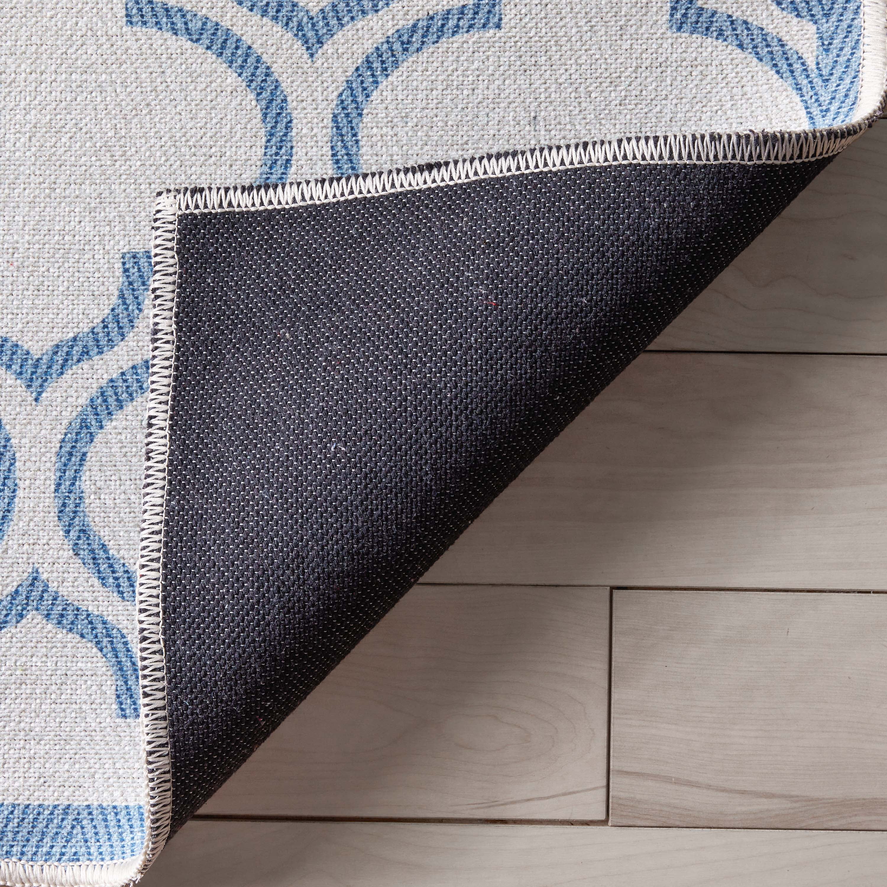 Well Woven Apollo Lattice Modern Moroccan Ivory Dark Blue 2' x 5' Runner Machine Washable Rug