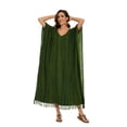 thumbnail image 5 of Beautybatik Green Women Stripe Caftan Kaftan Loungewear Maxi Plus Size Long Dress 4X, 5 of 6