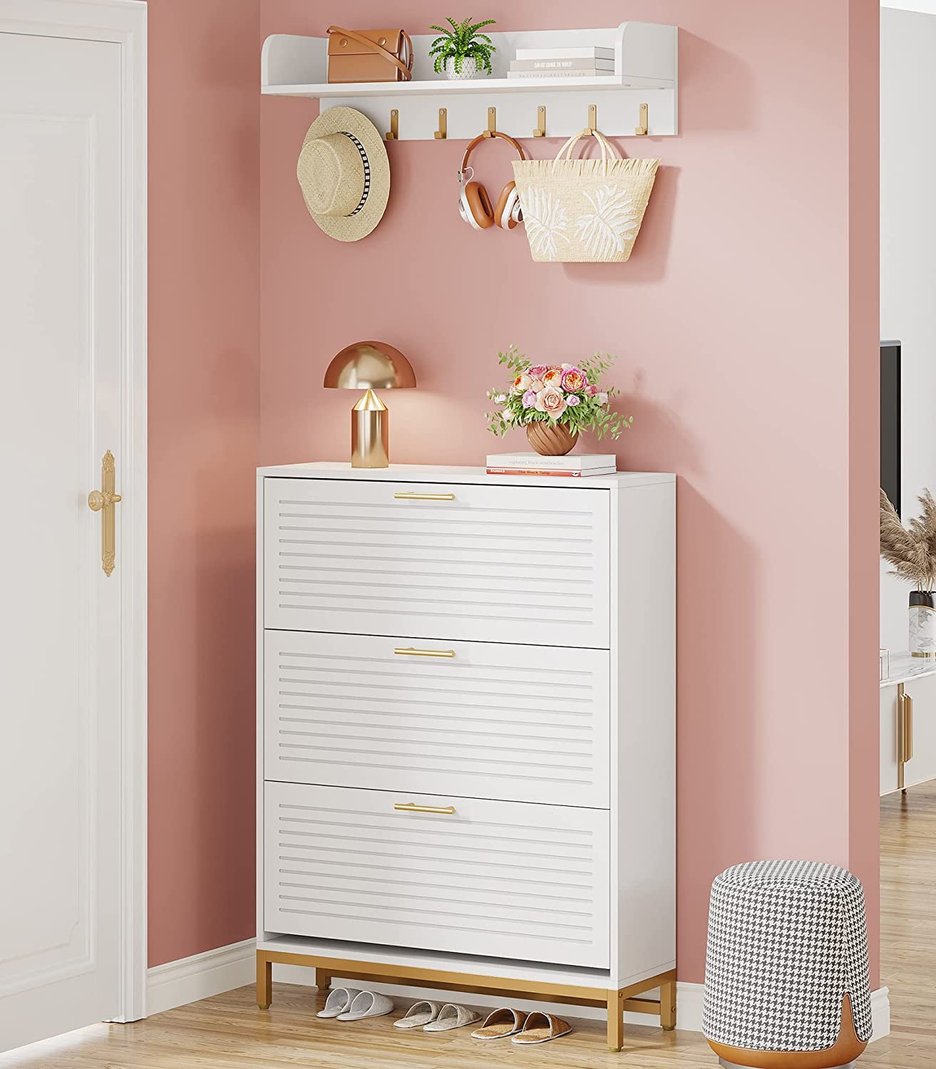 Tribesigns Shoe Shoe Storage with Wall Mounted Coat