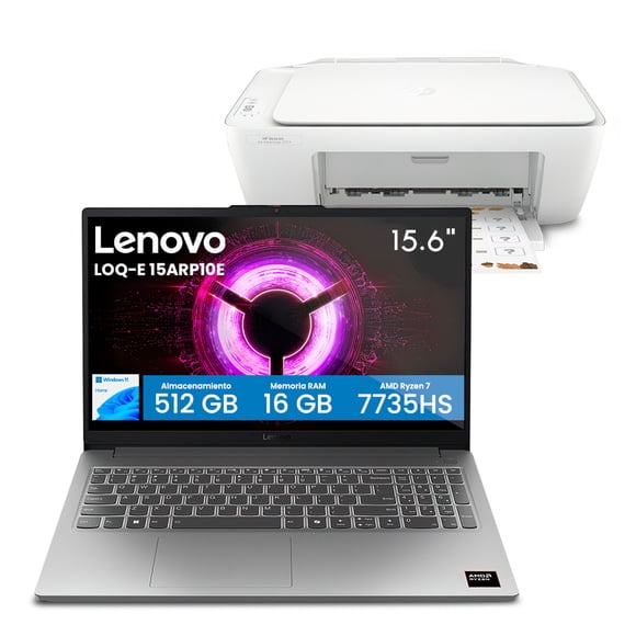 Combo Laptop Gamer Lenovo LOQ 15.6" Ryzen 7 16GB 512GB SSD RTX 4050 + Impresora HP