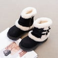 thumbnail image 5 of Owordtank Girls Winter Snow Boots Fur Lined Mid Calf Boots Lug Sole Suede Warm Boot Outdoor Shoes for Kids, 5 of 8