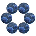 thumbnail image 2 of 15.4" Round Placemat Set of 6 Polyester Fabric Place Mats Non-Slip Dining Kitchen Table Mats for Kitchen Party Decor Blue Rose Pattern, 2 of 5
