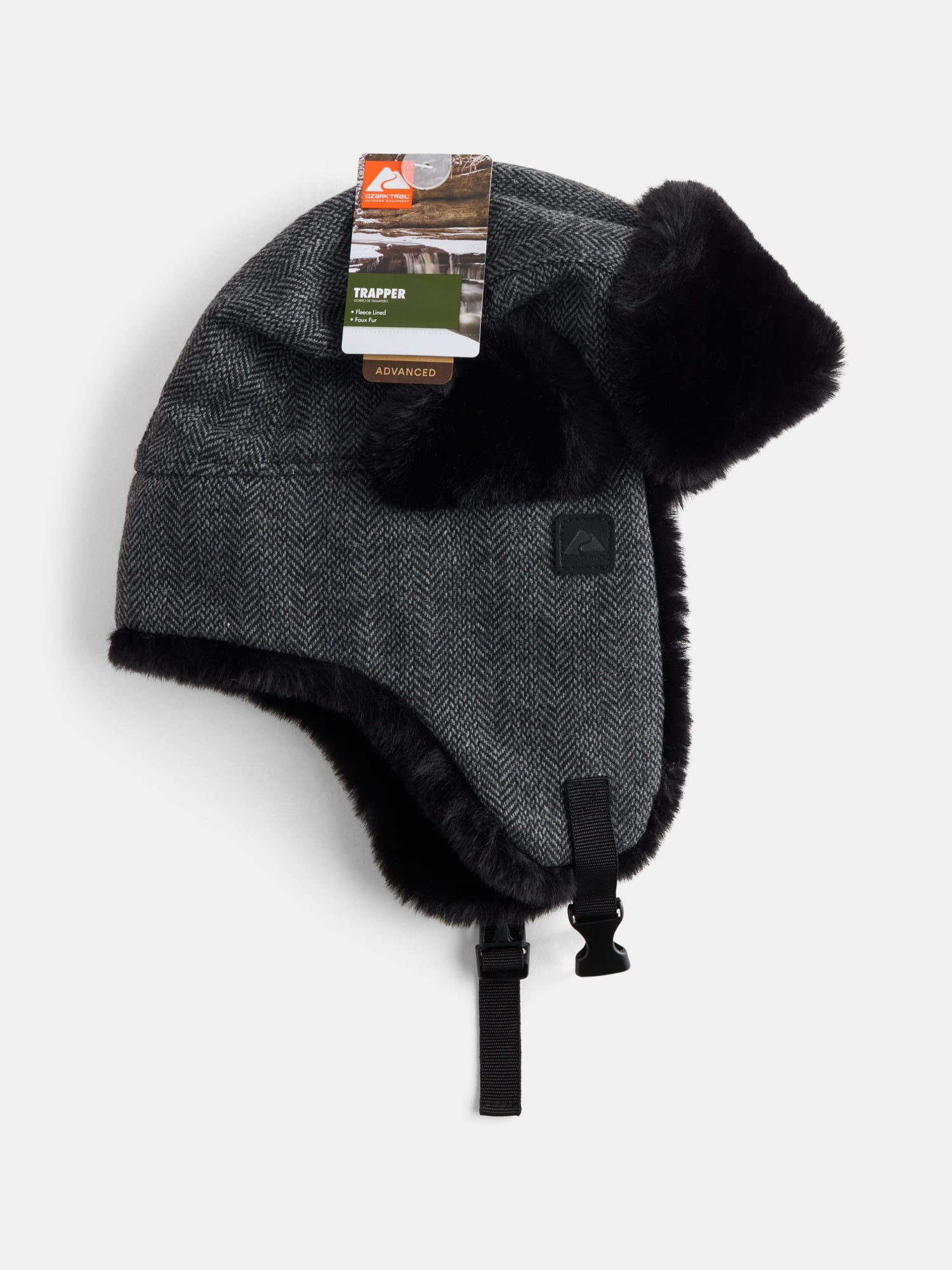 Ozark Trail Women's Faux Fur Trim Trapper Hat, Black