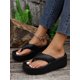 thumbnail image 1 of Women's Fashionable Lightweight Wedge Heel & Thick Sole Black Open Toe Slippers, 1 of 5