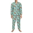 thumbnail image 3 of Yiaed Christmas Dachshund Print Men’s Pajamas Set - Long Sleeve Button Down Sleep Shirt and Pajama Bottoms Sleepwear Set Mens Pjs Sets Men's Pajama Bottoms-Medium, 3 of 7