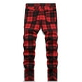thumbnail image 3 of Kiijoy Boys Vintage Skinny Fit Plaid Jeans Casual Straight Leg Denim Pants, Sizes 6-7, 3 of 6