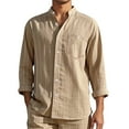 thumbnail image 5 of KKBOTIVE Mens Casual Striped Dress Shirts Stylish Long Sleeve Cozy Button Down Classic Shirt Men's Fashion Khaki Size: M, 5 of 5