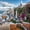 Bougainvillea And Cafes In Oia Santorini, variant on Elephant Stock Gran Via Light Trails Wall Art - Horizontal Canvas Wall Art - Living Room Wall Decor - City Canvas - Gray And Blue Decor - 12" x 8"