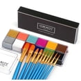 thumbnail image 1 of Pintura facial y corporal profesional de aceite CCBeauty 12 colores para Halloween con 10 brochas azules, 1 of 3