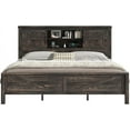 thumbnail image 6 of PLAUIN 44" H farmhouse King Bed Frame, Rustic Wood Platform with Bookcase Headboard, Black, 6 of 9