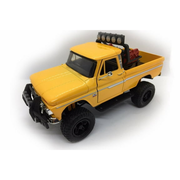 1966 Chevy C10 Fleetside Pick Up Truck, Yellow - Motormax 79131YL - 1/24 scale Diecast Model Toy Car