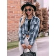 thumbnail image 5 of Women'S Flannel Plaid Button-Down Shirt Oversized Long Sleeve Short Sleeve Jacket Top Blue XL, 5 of 8