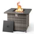 thumbnail image 1 of Costway 32.5" Propane Fire Pit Table Outdoor Wicker Gas Firepit with Stainless Steel Burner Gray, 1 of 10