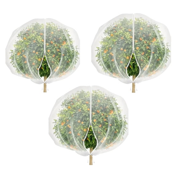 3 PCs 4.9x3.2ft Reusable Garden Netting Cover, Fruit Tree Netting with Zipper & Drawstring, Blueberry Tomato Plant Protection Net, Bird & Insect Barrier for Vegetables, Fruits, Flowers