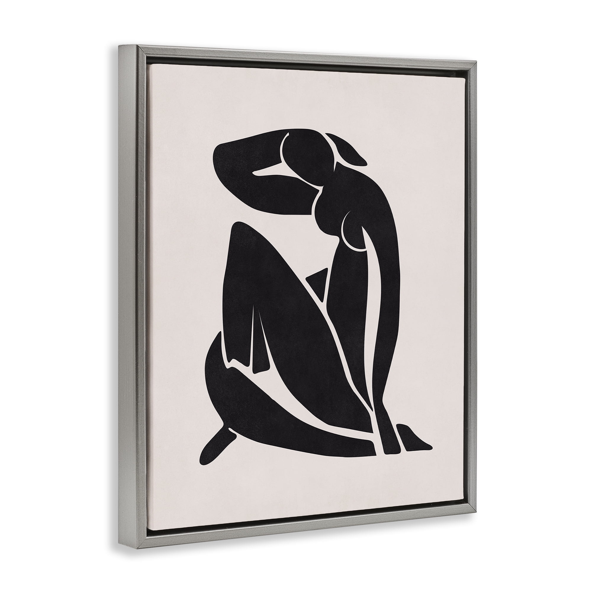 Stupell Industries Midcentury Boho Figure People Painting Gray Floater Framed Canvas Art Print Wall Art, 17 x 21