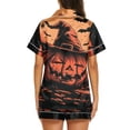 thumbnail image 4 of Summer Sales Under $9 CNJKEHIUV Womens Pajama Sets Halloween Print Buttoned Waist Set Short Sleeve Top and Shorts Red XXL, 4 of 4