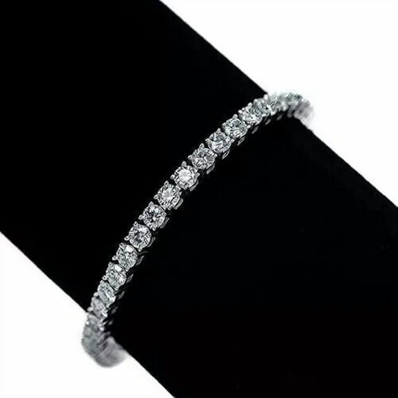4MM Lab Created Diamond Womens Tennis Bracelet 6Ct Round Cut 14K White Gold Plated 7in