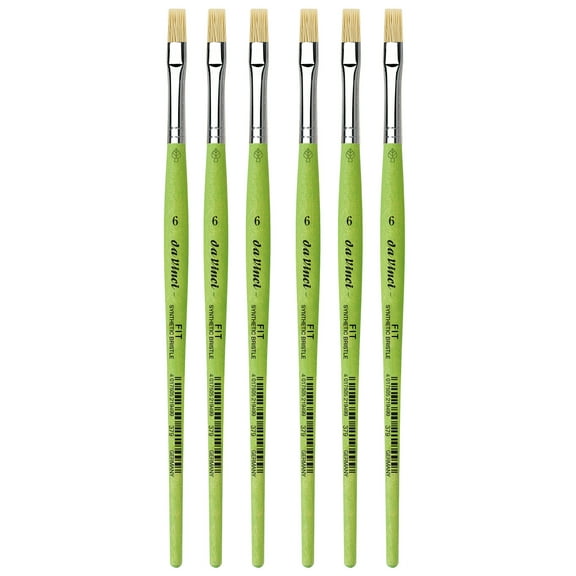 da Vinci FIT Synthetics Student Brush, Synthetic, Acrylic & Oil, Flat, Series 379, Size 6, Pack of 6