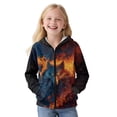 thumbnail image 2 of FKELYI Fire Wolf Print Zip-Up Hoodies with Pockets Fall Winter Jackets Boys Girls Hooded Sweatshirt Athletic Top Hoodie for School Home, L, 2 of 6