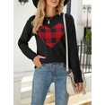 thumbnail image 4 of xiaxaixu Chandails à Carreaux pour Femmes Imprimé Cœur Manches Longues Col Rond Coupe Classique Pull Automne Hiver, 4 of 9