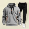 thumbnail image 3 of Ettsollp 2Pcs/Set Men Sweatshirt Pants Set Hooded Drawstring Long Sleeve Sport Tops Elastic Waist Long Pants Set Solid Color Baggy Tracksuit, 3 of 8