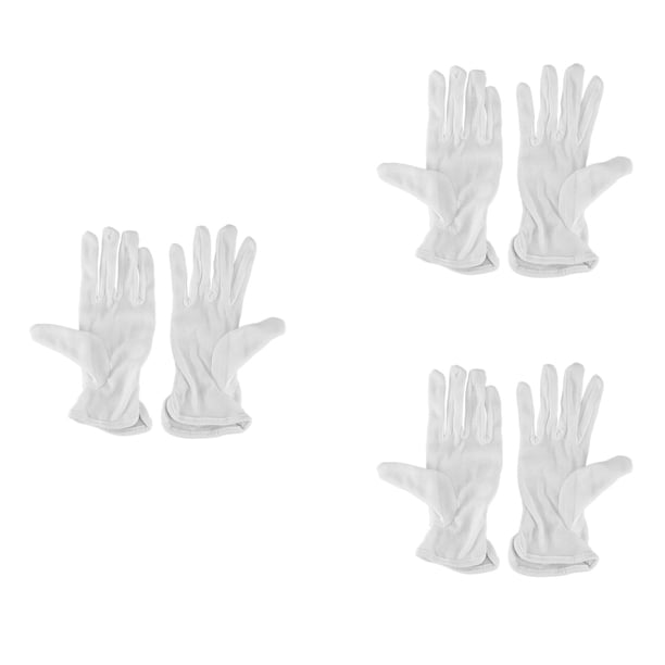 3X Par Guantes de Conduccion Trabajo de Algodon Blanco Antideslizante Protector