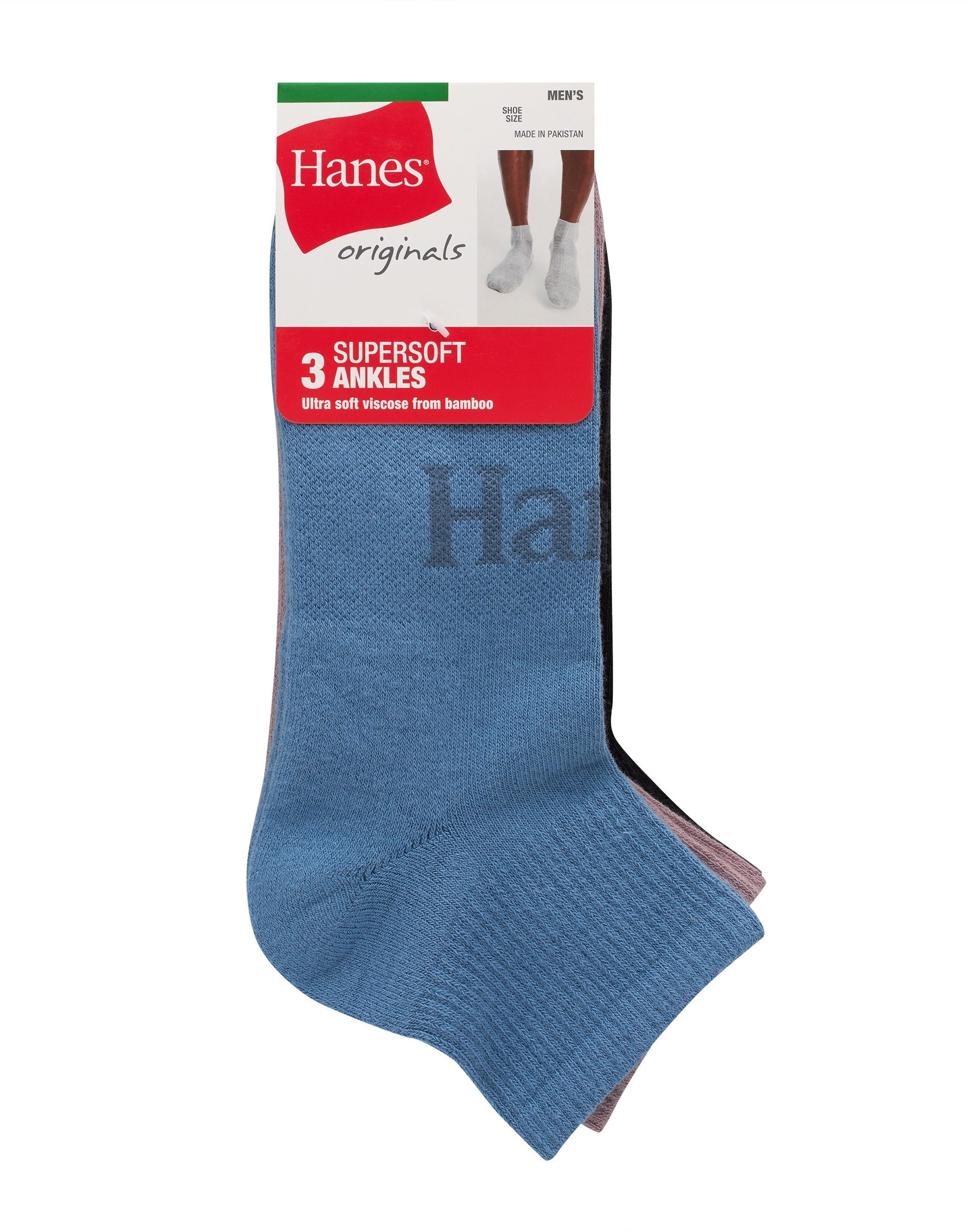 Ankle Socks Pack, 3 Pairs, Originals SuperSoft Ankle Socks for Men, Comfort Stretch