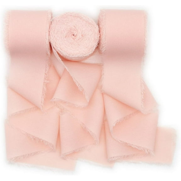 3 Rolls Handmade Chiffon Silk Ribbon,Bexikou 1.5" x 5yd Pink Ribbon Frayed Ribbons for Wedding Invitations Bridal Bouquets Gifts Wrapping Bow Making DIY Crafts