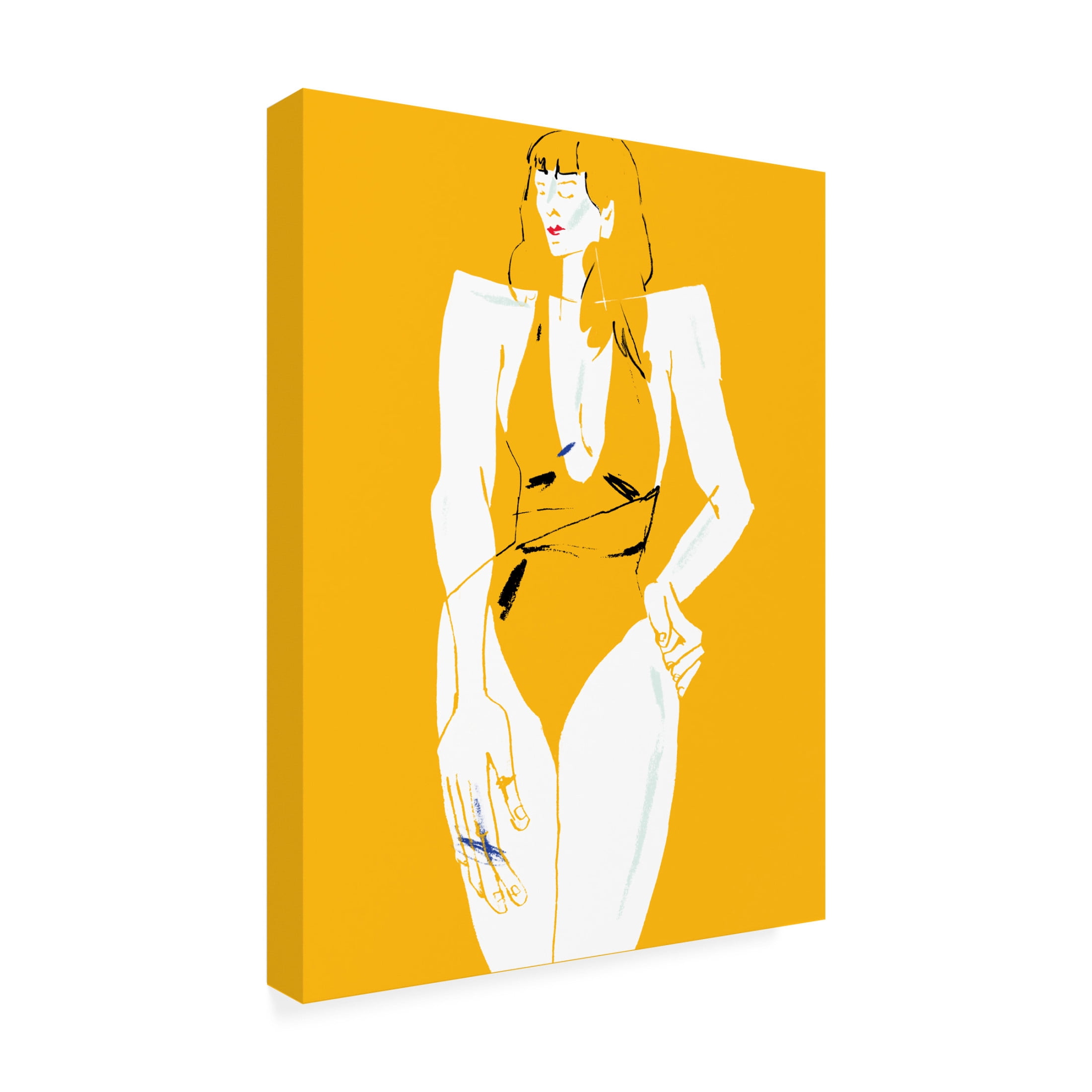 Trademark Fine Art Francesco Gulina Girl in Bathing Suit Yellow Canvas Wall Art