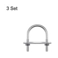thumbnail image 3 of Unique Bargains Rond U-Bolts 3 Ensembles 47mm Largeur Intérieure 72mm Longueur M8 avec des Écrous et des Plaques, 3 of 5