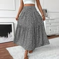 thumbnail image 2 of RYDCOT Boho Maxi Skirt for Women Summer Floral Smocked Elastic High Waisted Skirts Vacation A-Line Long Flowy Tiered Skirts on Clearance Black, 2 of 6