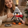 thumbnail image 3 of Christmas Penguin Shape Candy Jar Plush Toy in Gray, Holiday Stuffed Animal Treat Holder Gift for Kids, 3 of 3