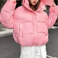 thumbnail image 2 of Lovskoo 2024 Womens Winter Coats Hooded Quilted Jacket Long Sleeve Mid-Length Fall Over Knee Padded Coat Plus Size Thick Warm Coat Pink, 2 of 5