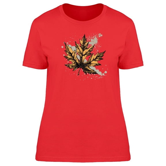 Golden Maple Leaf Paint Splash Tee Women's -Image by Shutterstock