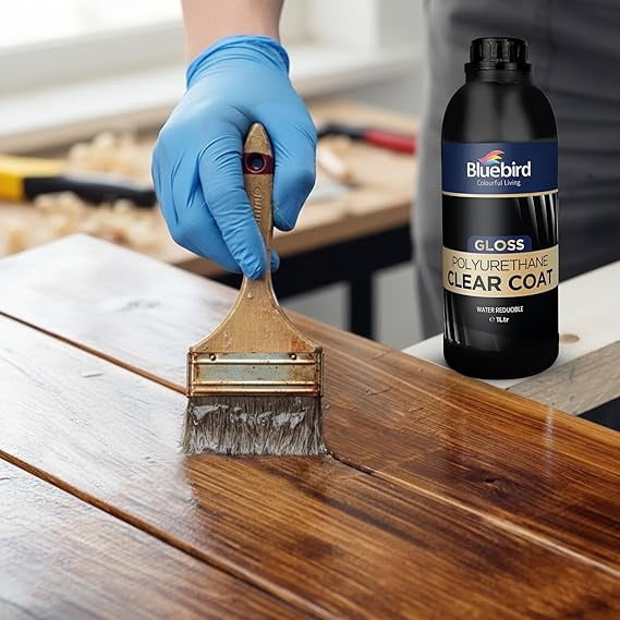 Bluebird Polyurethane Clear Coat for Furniture, Paintings, Water-Based Professional Varnish (Gloss, 33.8 Fl Oz)