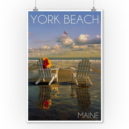 York Beach, Maine - Adirondack Chairs &amp; Beach - Lantern 