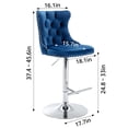 thumbnail image 2 of Counter Height Bar Stools Set of 2, Swivel Barstools with High Back, Button Tufted and Nailheads Trim, Velvet Upholstered Bar Chairs for Home Bar Kitchen Island Cafe, Blue, 2 of 6