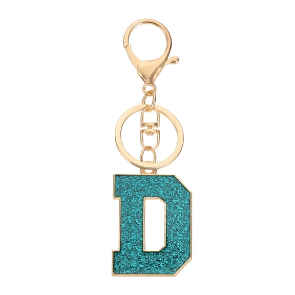 Uxcell Initial Letter Keychain, A-Z Alphabet Keyring Letter D Metal Key Chain for Women Girls Keys Handbags, Blue