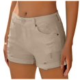 thumbnail image 3 of IDALL Womens Jean Shorts Jean Shorts Shorts for Women Flanging Fashion Manual Shorts Trendy Pants Wear Women's Cowboy Hole Pants Womens Jean Shorts Khaki XL, 3 of 9