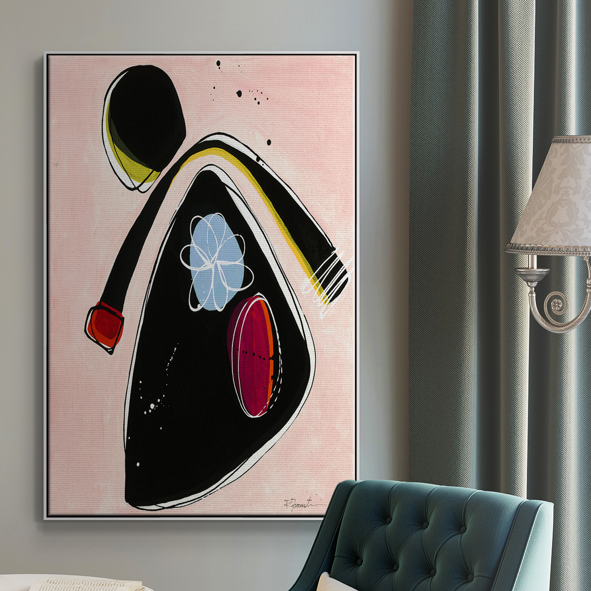 Wanna Play? II Framed Premium Gallery Wrapped Canvas - Ready to Hang - 25 x 37 - White Floating Frame