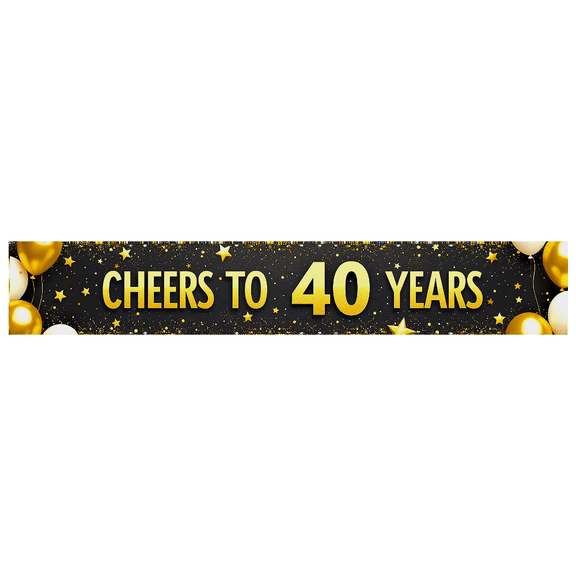 Cheers to 40 Years Gold Celebration Backdrop Stars Balloon Banner Party Background Decorations Milestone Anniversary Event Supplies