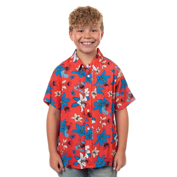 Poppy Playtime Hawaiian Shirt Boys' Tropical Print Button-Up Woven Top