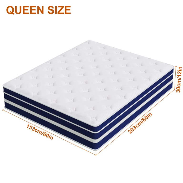GUUKIN 12 inch Queen Mattress, Memory Foam & Spring Hybrid Medium