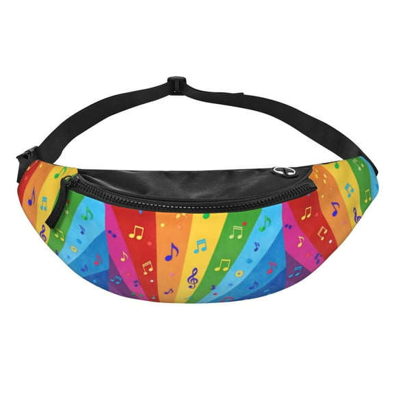 Men Women Rainbow Colorful Music Notes Fanny Pack Crossbody Waist Belt Bag Easy Carry Any Phone Wallet