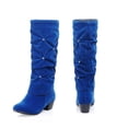 thumbnail image 3 of ZHAOCHENG Botas de nieve de tacón bajo para mujer, con diamantes de imitación, punta redonda, hasta la rodilla, para fiesta, boda, color rojo, negro y azul., 3 of 5