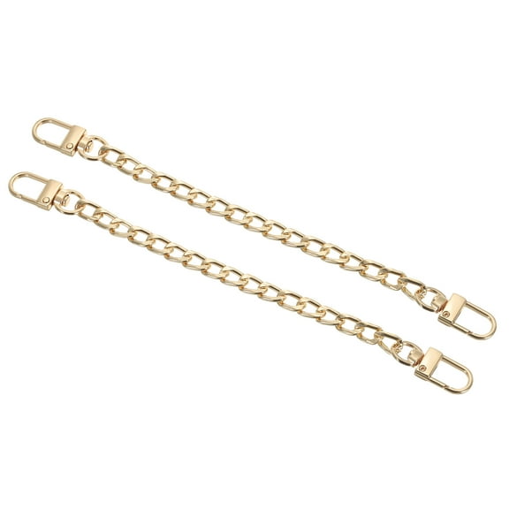 Uxcell 2 Pcs Purse Flat Chain Strap 8" with Metal Buckles for DIY Purse Handbag Clutch, Light Gold