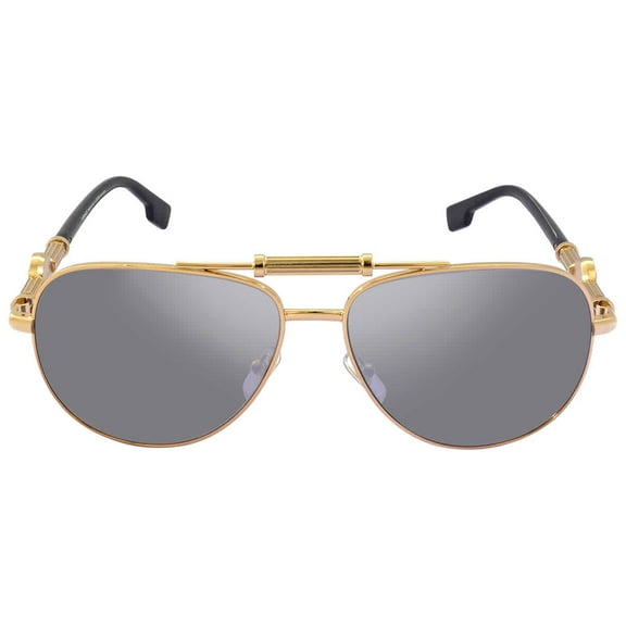 Versace Polarized Grey Mirror Silver Pilot Unisex Sunglasses VE2236 1002Z3 59